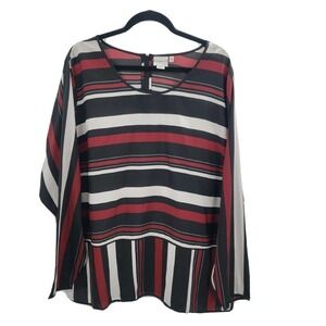 Junarose striped blouse womens plus size 24 red black white long sleeve Top